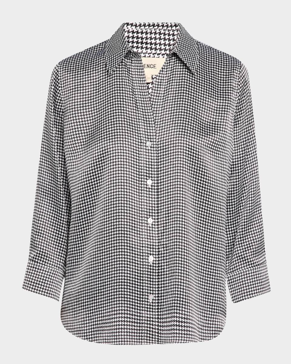 Dani Houndstooth Silk Blouse